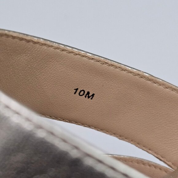 Veronica Beard Alanis Sandal Womens 10 Platinum Metallic Leather Thong Heels - Picture 15 of 16